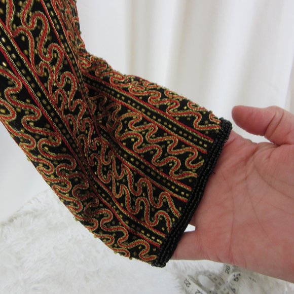 Papell Boutique Black Silk Embroidered Beaded Evening Jacket Vintage Size Medium - Picture 11 of 13